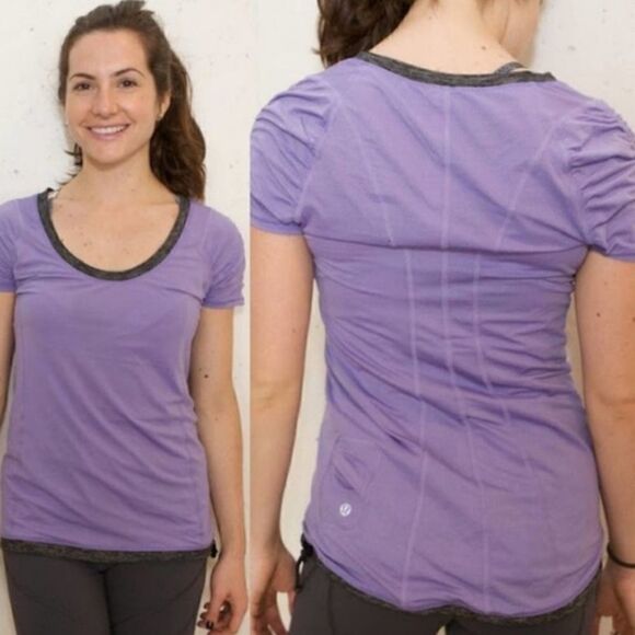 Lululemon Willpower Ruched Drawstring Short Sleeve Tech Tee Women’s 6 - Picture 1 of 5